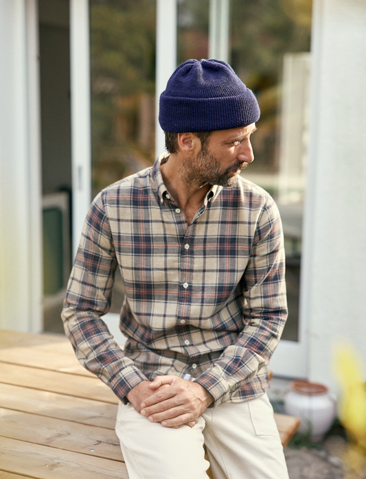 CHEMISE FLANELLE TARTAN BEIGE - TERRACOTTA - NAVY