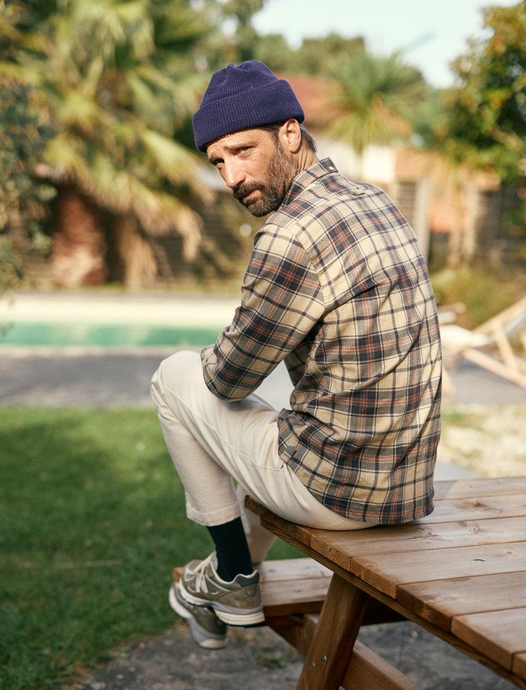 CHEMISE FLANELLE TARTAN BEIGE - TERRACOTTA - NAVY