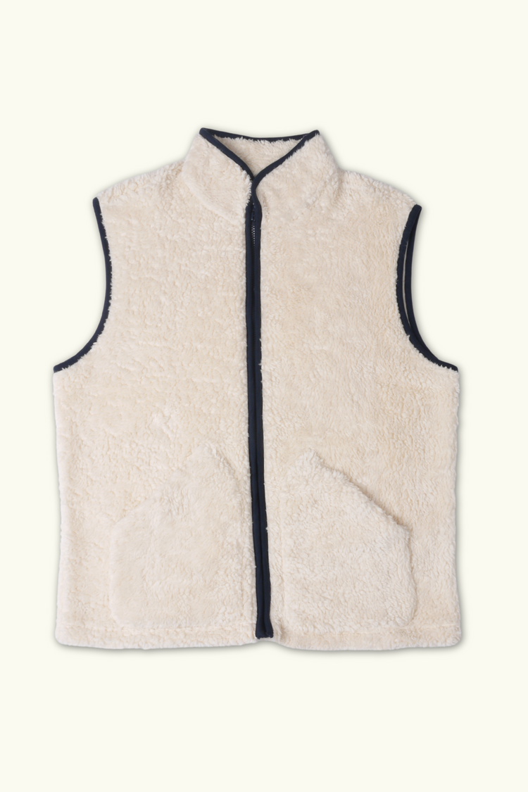 GILET SANS MANCHE EN POLAIRE ECRU TOM