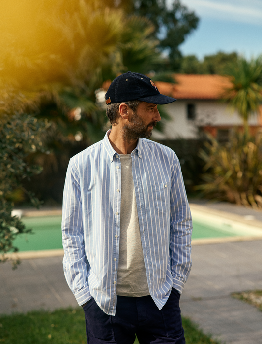 CHEMISE OXFORD EN COTON RAYURES BLEU BLANC