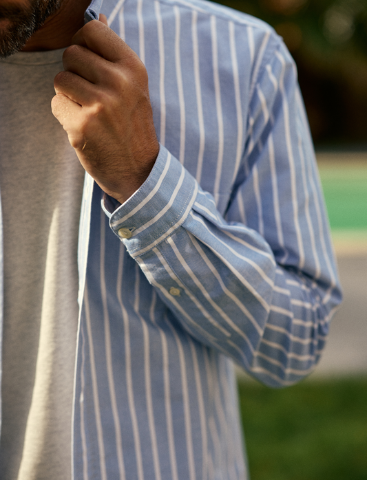 CHEMISE OXFORD EN COTON RAYURES BLEU BLANC