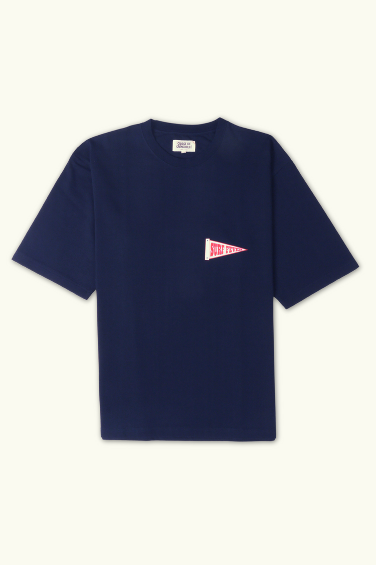 TEE-SHIRT OVERSIZE EPAIS NAVY 'SURF FEVER-SURF SLANG'