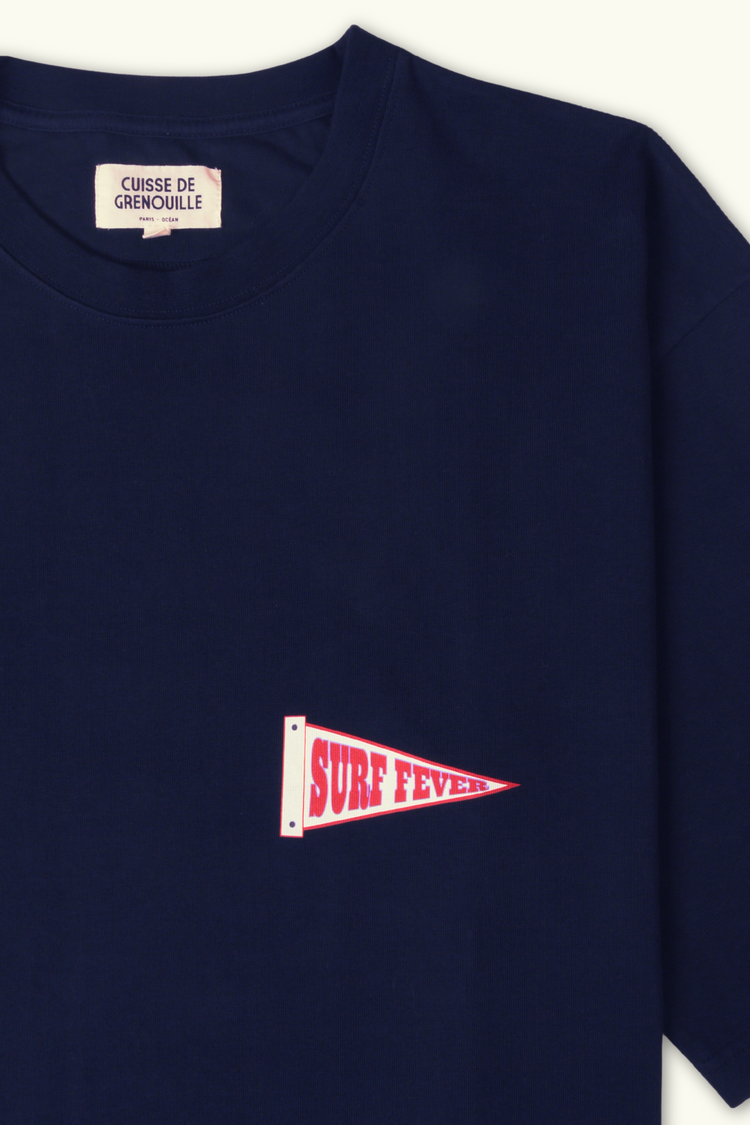 TEE-SHIRT OVERSIZE EPAIS NAVY 'SURF FEVER-SURF SLANG'