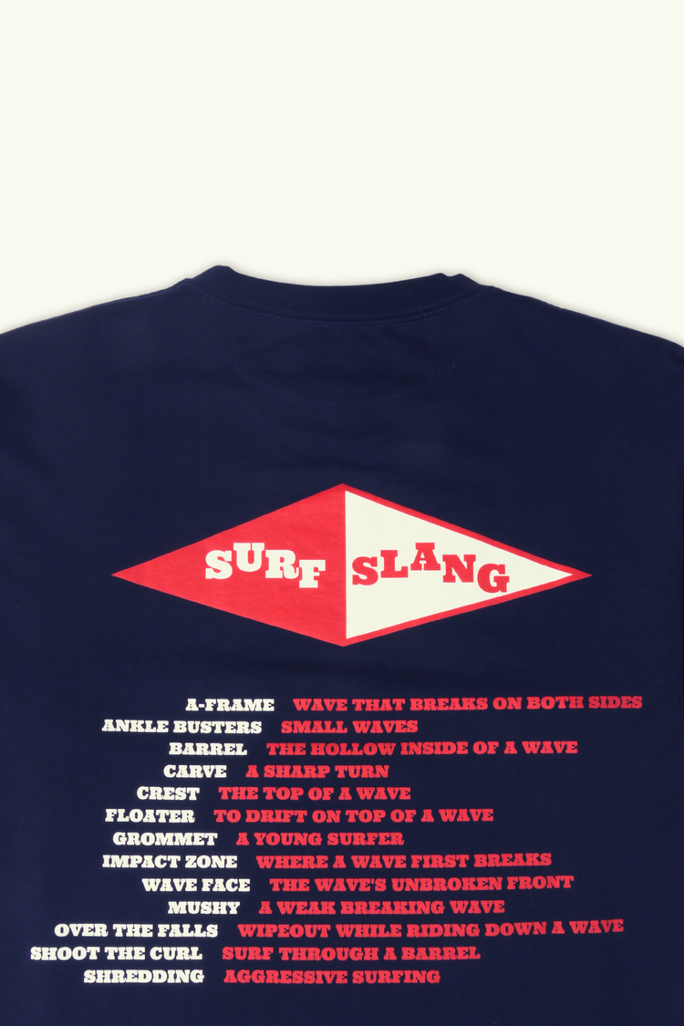 TEE-SHIRT OVERSIZE EPAIS NAVY 'SURF FEVER-SURF SLANG'