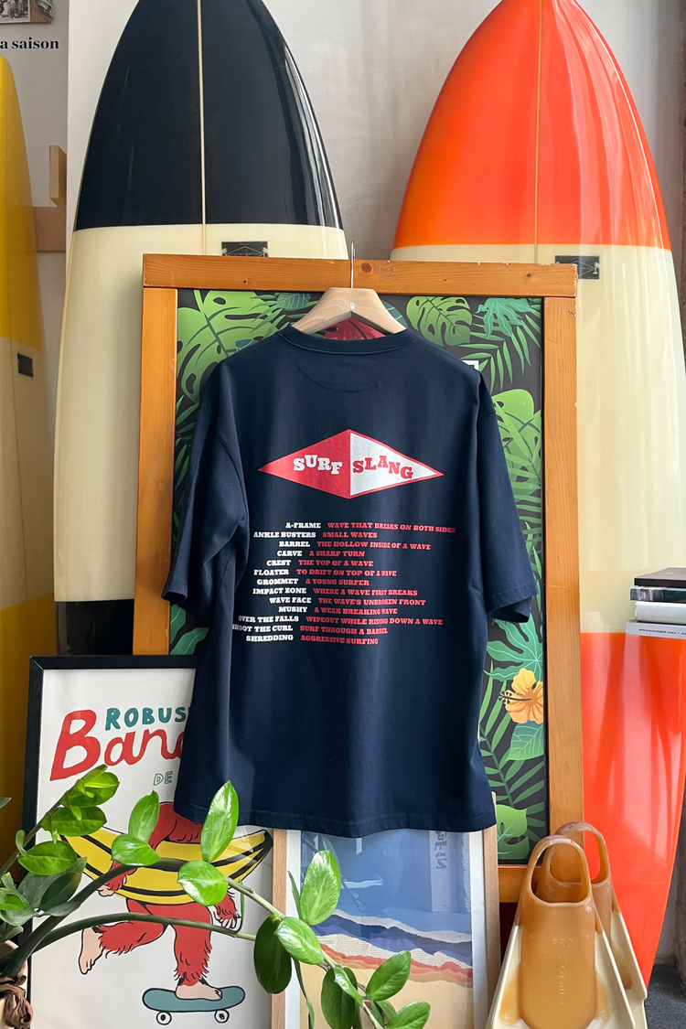 TEE-SHIRT OVERSIZE EPAIS NAVY 'SURF FEVER-SURF SLANG'