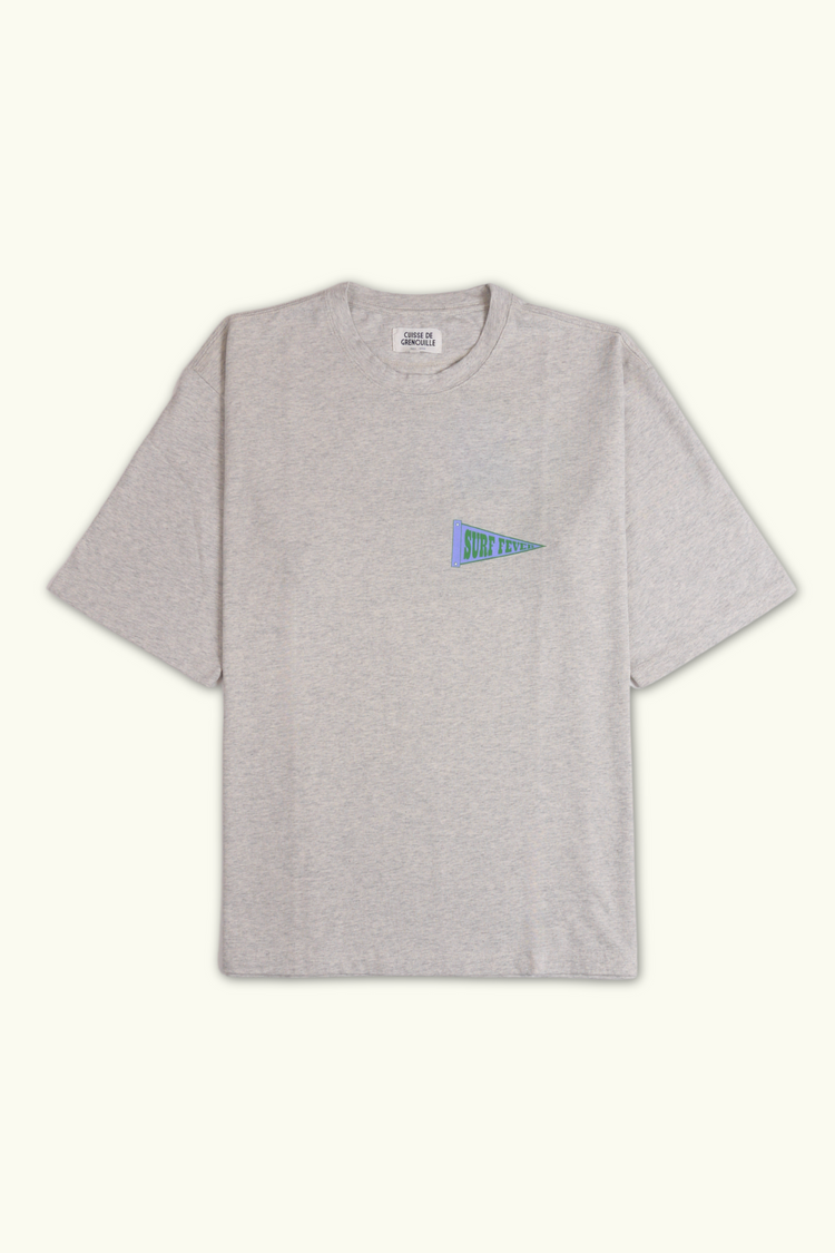 TEE-SHIRT OVERSIZE EPAIS GRIS 'SURF FEVER-SURF SLANG'