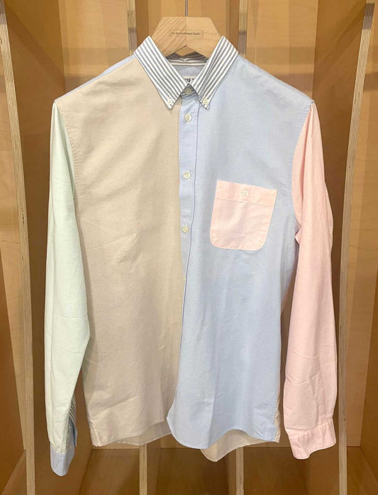 CHEMISE OXFORD POCHE BLEU-ROSE-BEIGE-VERT-RAYÉ