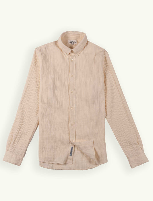 CHEMISE BUTTON DOWN EN GAZE DE COTON CRÈME