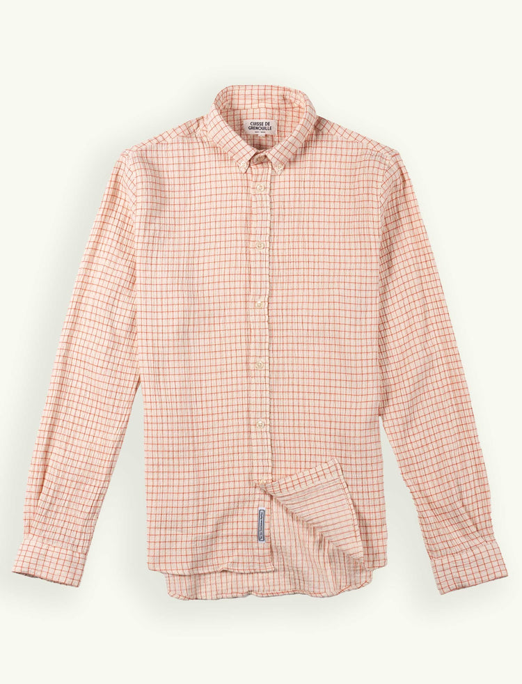 CHEMISE BUTTON DOWN EN GAZE DE COTON BLANC ROUGE