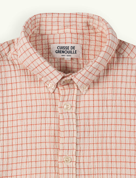 CHEMISE BUTTON DOWN EN GAZE DE COTON BLANC ROUGE